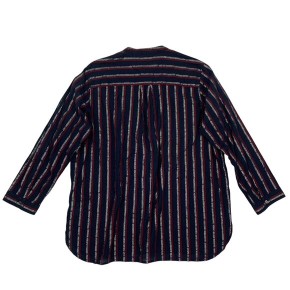 J Crew Popover Top 8 Navy Striped Long Sleeve Casual Workwear Preppy - Picture 2 of 5
